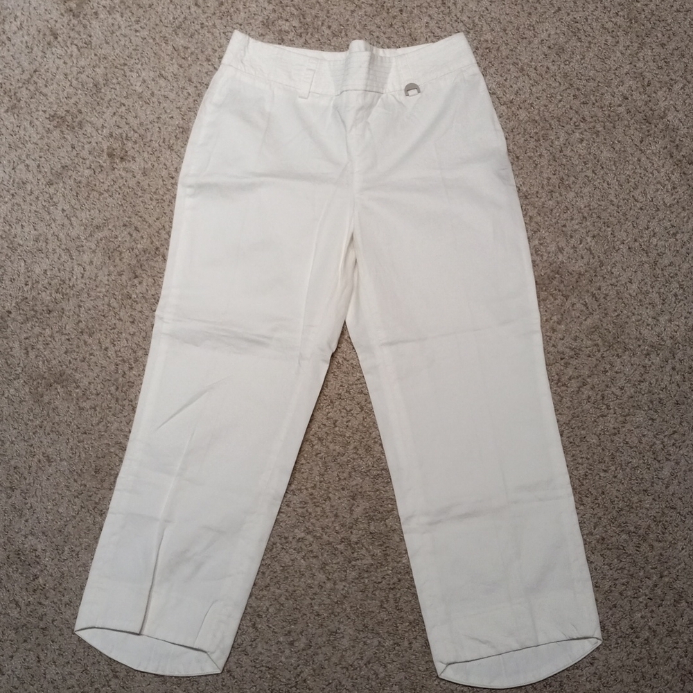 VERSACE SPORT size 42 authentic white 100% cotton pants/capris, $248.00
